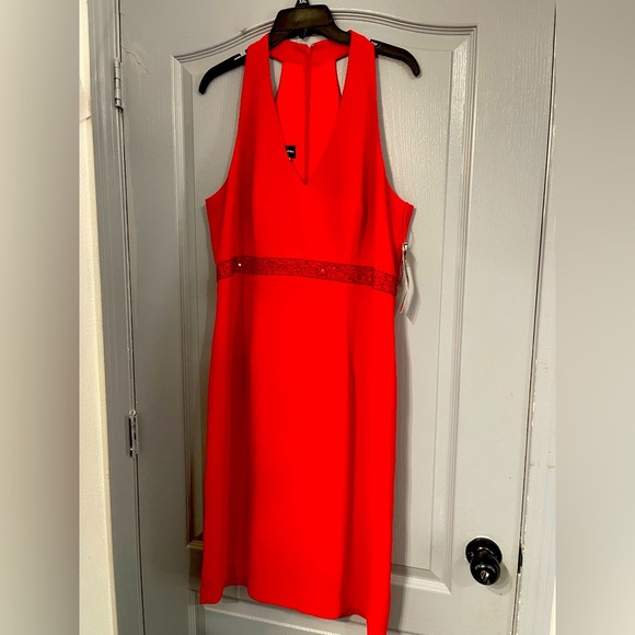 Donna Morgan Red Halter Sheath Dress - Picture 1 of 6